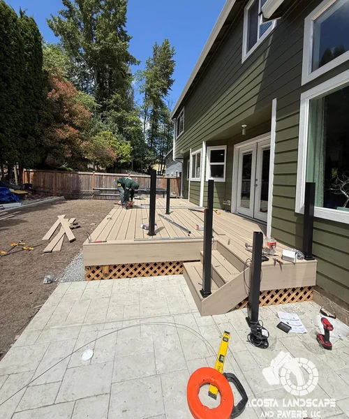 Multi - Tiered Deck, Stamped Patio & Sod Renovation in Bothell 